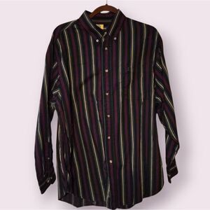 Duck Head Striped Button Up Long Sleeve Shirt Mens L Vintage Preppy Trad Ivy EUC